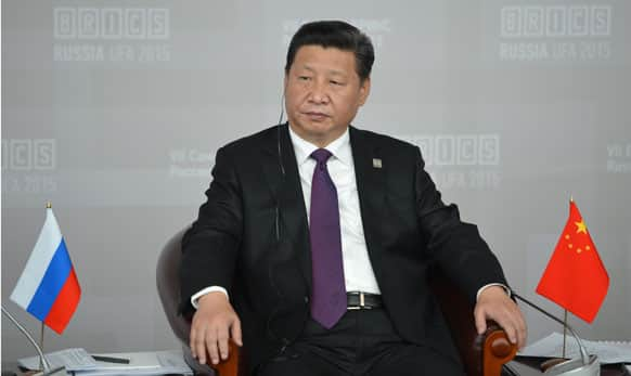 Chinese President Xi Jinping listens during BRICS summit in Ufa.