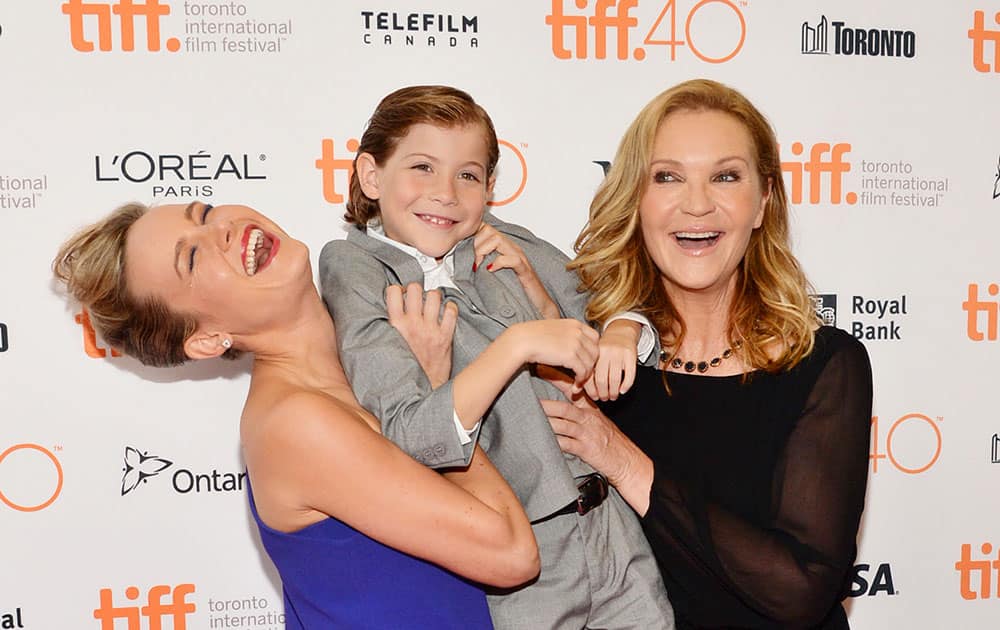 Brie Larson, from left, Jacob Tremblay and Joan Allen attend a premiere for 