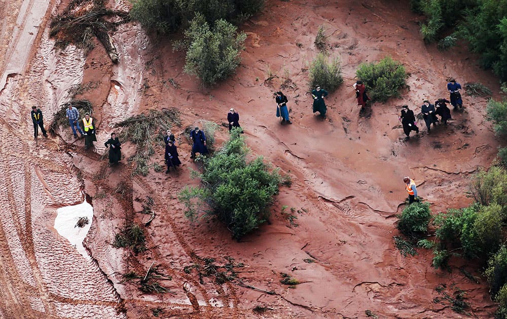 This aerial photo searchers continue looking for 6-year-old Tyson Lucas Black in Zion National Park, Utah.