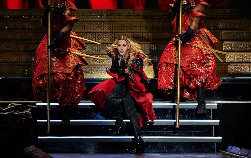 Madonna seen in concert at New York's Madison Square Garden, in New York.