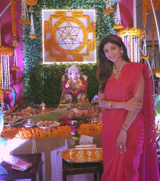 My Gannu Raja is home :) ganpati bappa moriya. Twitter@TheShilpaShetty