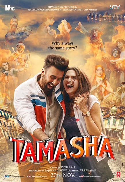 Presenting the 1st poster of TAMASHA releasing 27th November!!!#Tamasha27thNovember #ImtiazAli #RanbirKapoor  Twitter@deepikapadukone