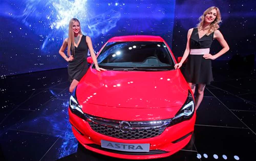 The new Opel Astra is displayed on the first press day of the Frankfurt Auto Show IAA in Frankfurt, Germany.