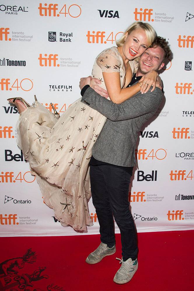 Malin Akerman, left, and director Todd Strauss-Schulson attend a photo call for 