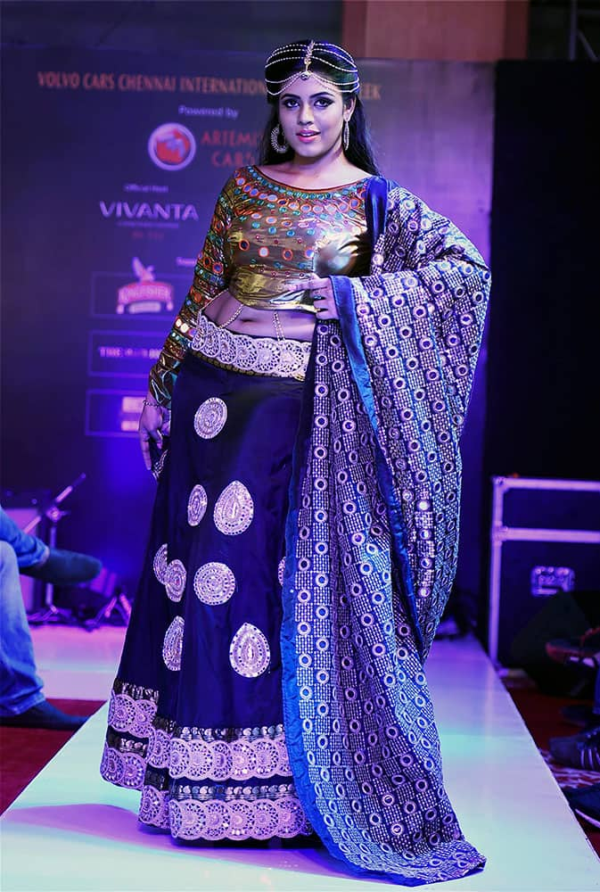 Actress Iniya walks the ramp during the 7th edition of Chennai International Fashion Week 2015.