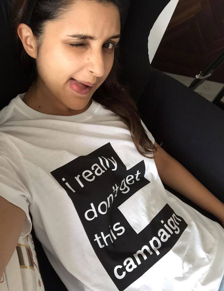 Parineeti :- Thank youu @DIESEL !! My new go to t-shirt ;)  -twitter