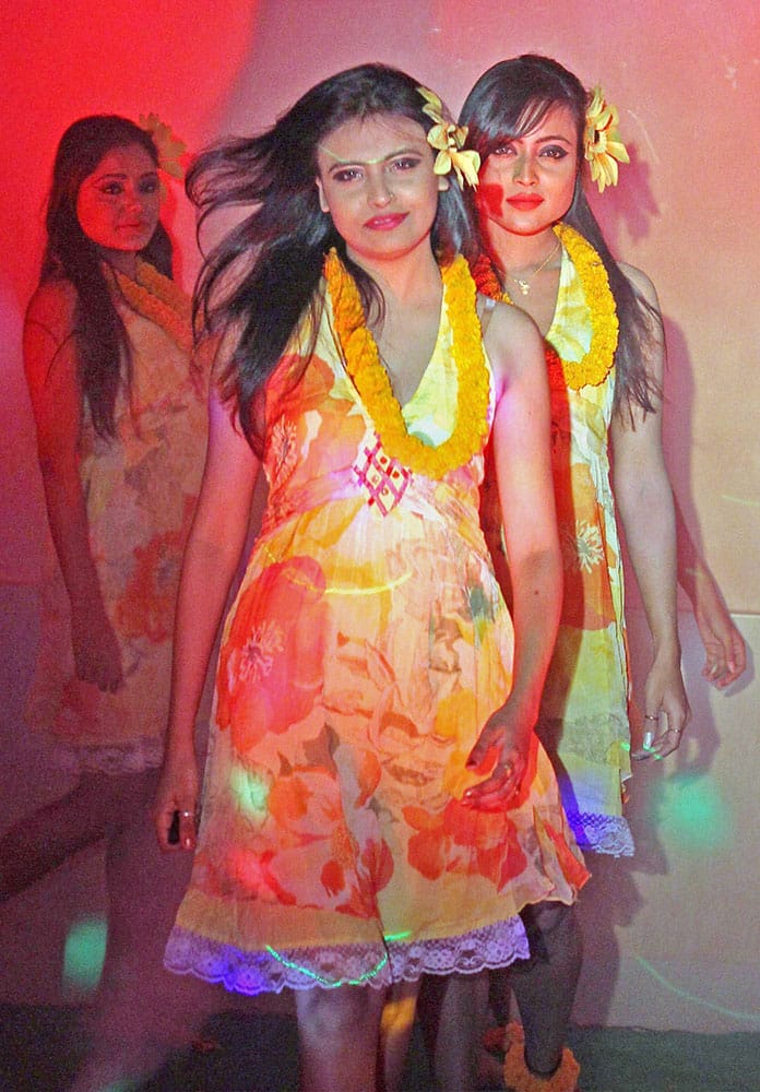 Models walk the ramp during a fashion show at Santiniketan in Birbhum district of West Bengal.