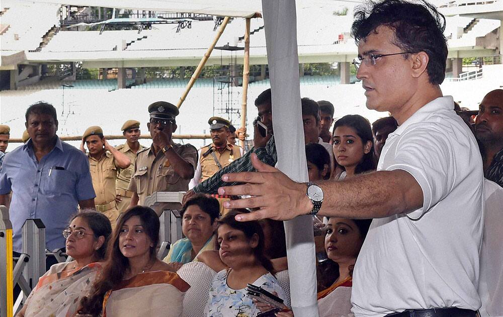 Sourav Ganguly after paying last respects to BCCI President Jagmohan Dalmiya in Kolkata.