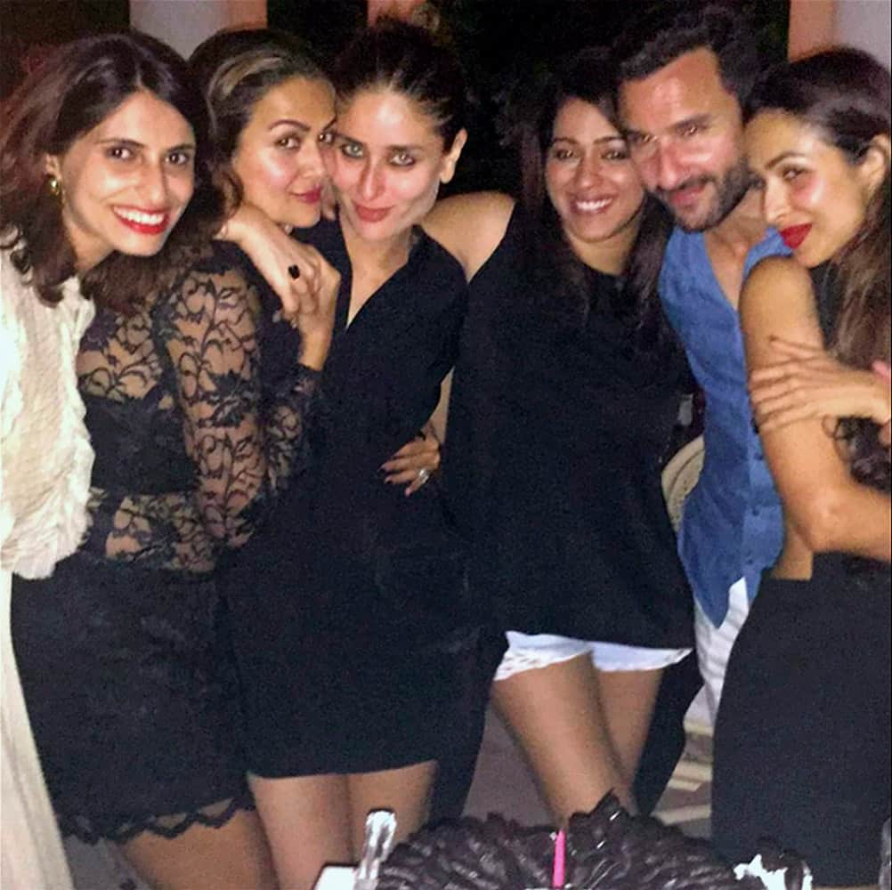 Bollywood actress Kareena Kapoor Khan with Karishma Kapoor, Malaika Arora Khan and Amrita Arora during her birthday celebrations at Pataudi Palace in Gurgaon.