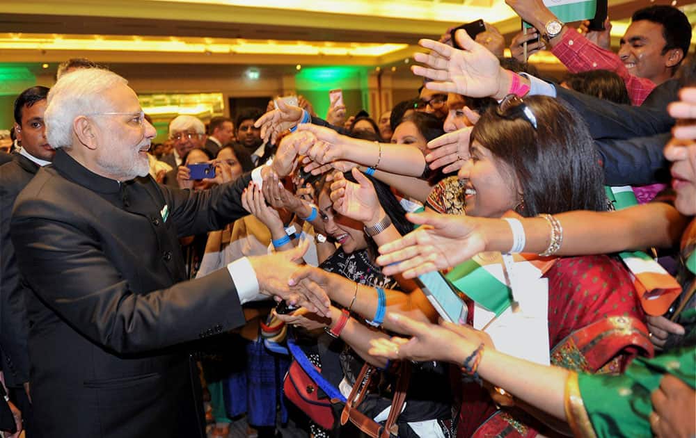 Prime Minister Narendra Modi during an interaction with the Indian community in Dublin.
