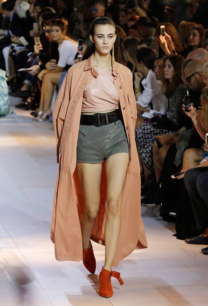 A model wears a creation for Roberto Cavalli women's Spring-Summer 2016 collection, part of the Milan Fashion Week, unveiled in Milan, Italy.