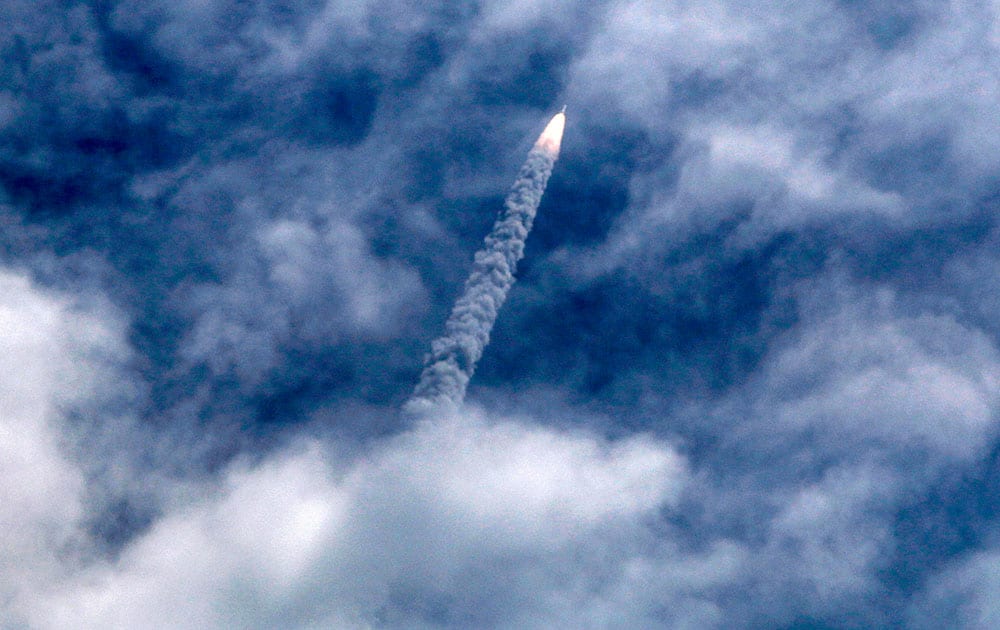 India's Polar Satellite Launch Vehicle (PSLV-C30) lifts off from the Satish Dhawan Space Centre in Sriharikota, South India.