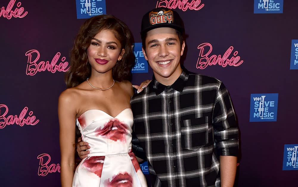 Zendaya and Austin Mahone arrive at the Barbie Rock ‘N Royals Concert Experience benefitting the VH1 Save The Music Foundation to inspire fans of all ages to raise their voices at the Hollywood Palladium in Los Angeles.