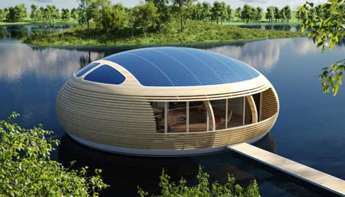 Watch: The floating solar-powered home made of recycled materials!