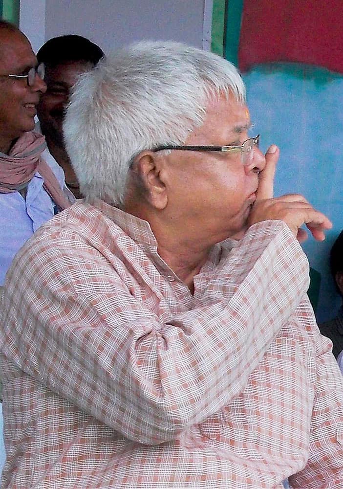 RJD chief Lalu Prasad Yadav during an election rally in Naugachiya.