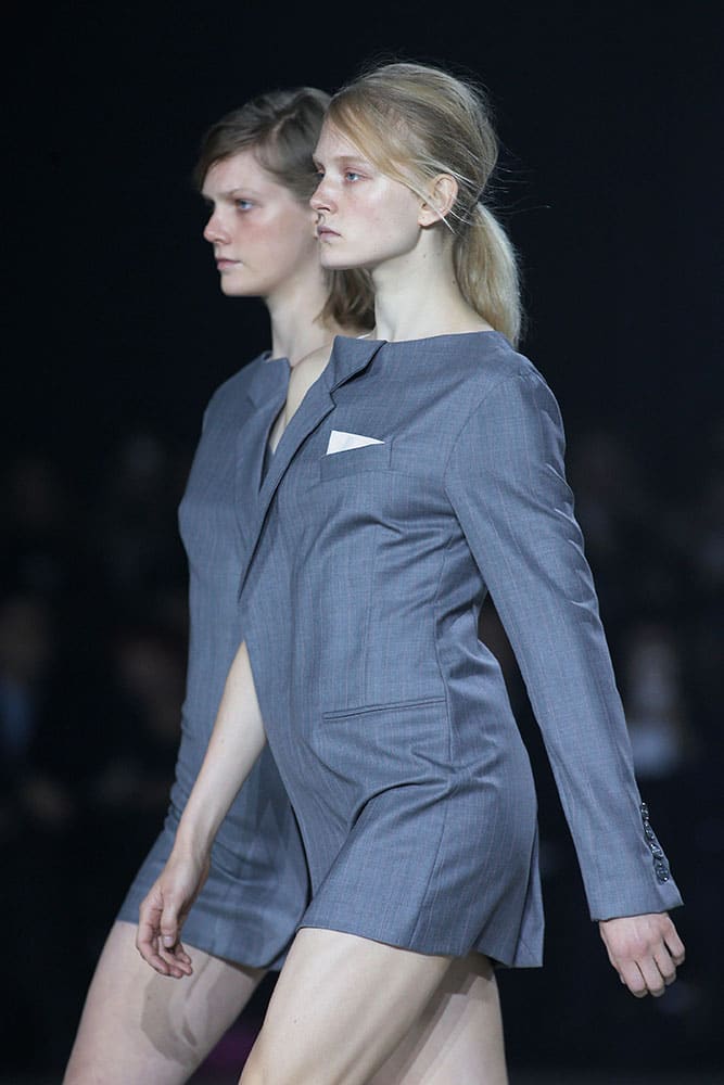 Models wear creations by French designer Simon Porte for Jacquemus, as part of his Spring-Summer 2016 ready-to-wear fashion collection, in Paris.