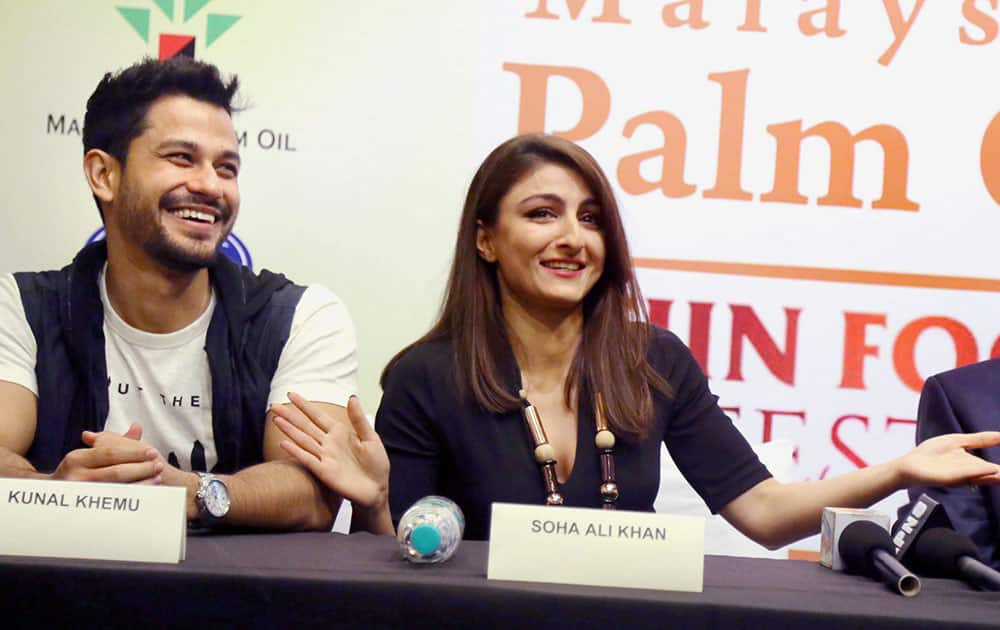 Bollywood actor-couple Soha Ali Khan and Kunal Khemu at an event in Mumbai.