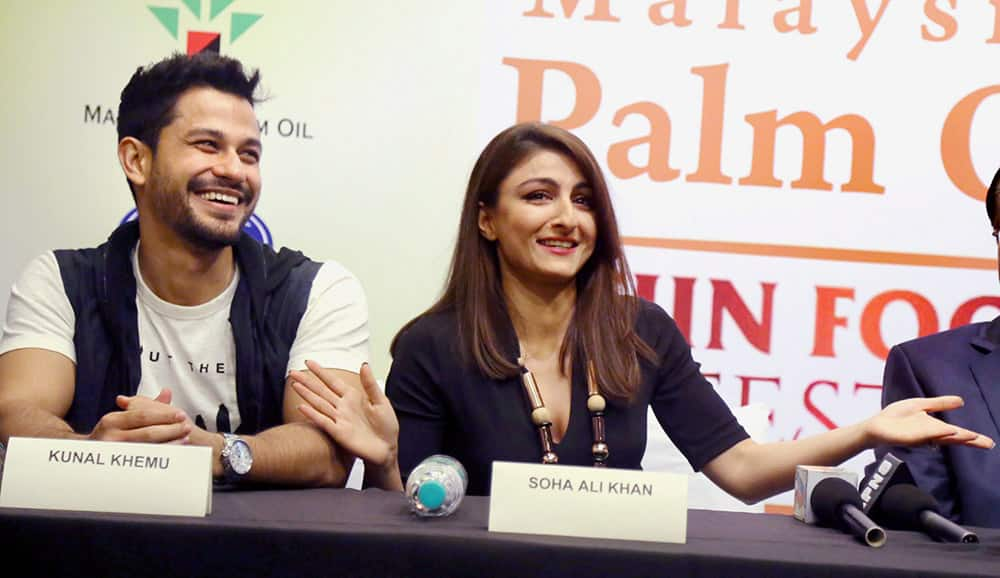 Bollywood actor-couple Soha Ali Khan and Kunal Khemu at an event in Mumbai.