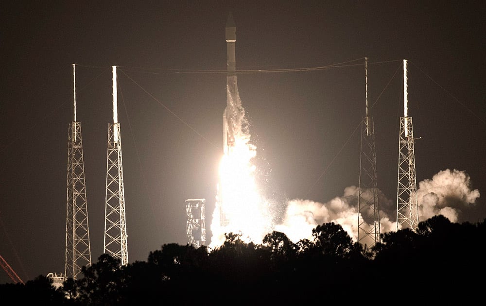 A United Launch Alliance Atlas V rocket lifts off from Cape Canaveral Air Force Station.