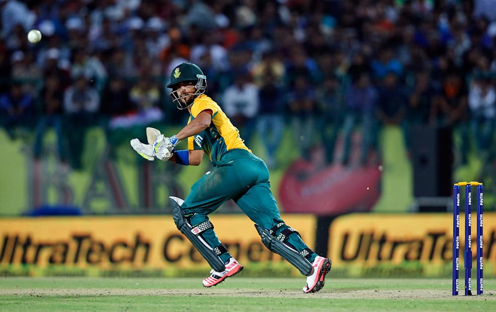 South Africa's Jean-Paul Duminy runs between the wickets during the first Twenty20 match against India in Dharmsala.