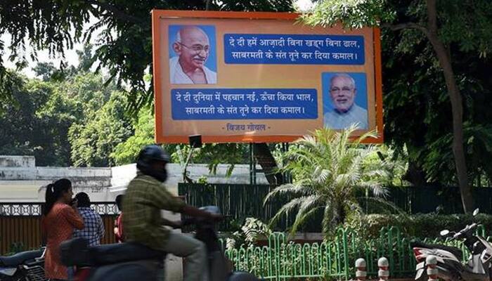 Now, BJP leader in UP puts up hoardings likening PM Modi to Mahatma Gandhi