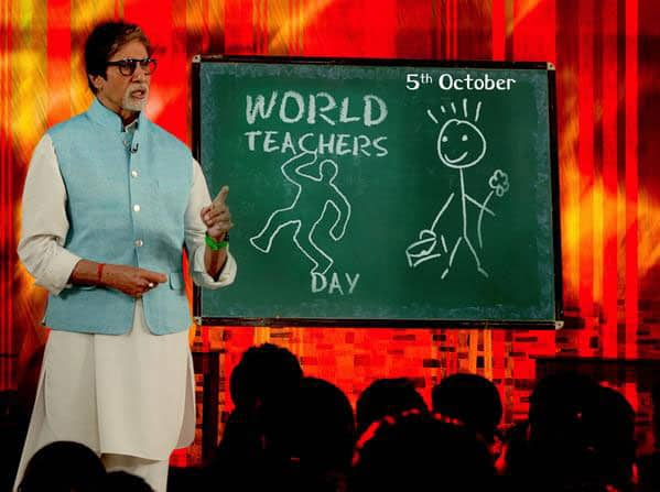 Amitabh Bachchan ‏:- T 2017 - World Teacher's Day .. our teachers our Guru's .. they guide us to the right paths of life and living .. -twitter