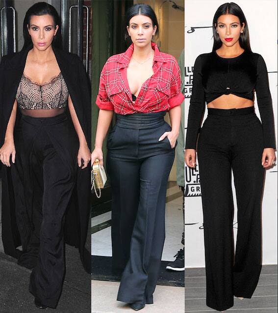 Kim Kardashian :- WIDE LEG PANTS -twitter