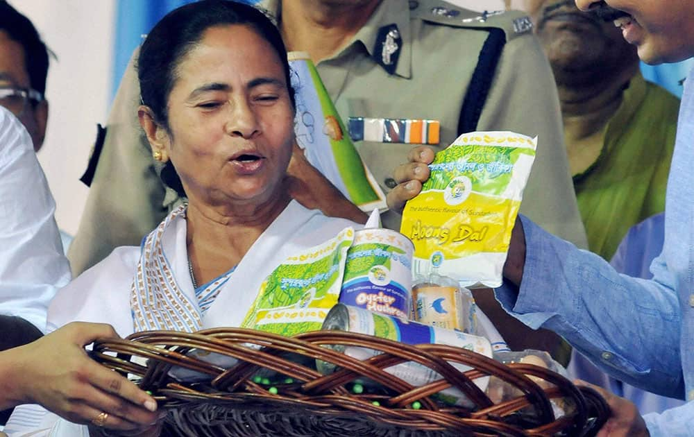 West Bengal Chief Minister Mamata Banerjee during the inauguration of a flyover from Park Circus to Eastern Metropolitan Bypass in Kolkata.