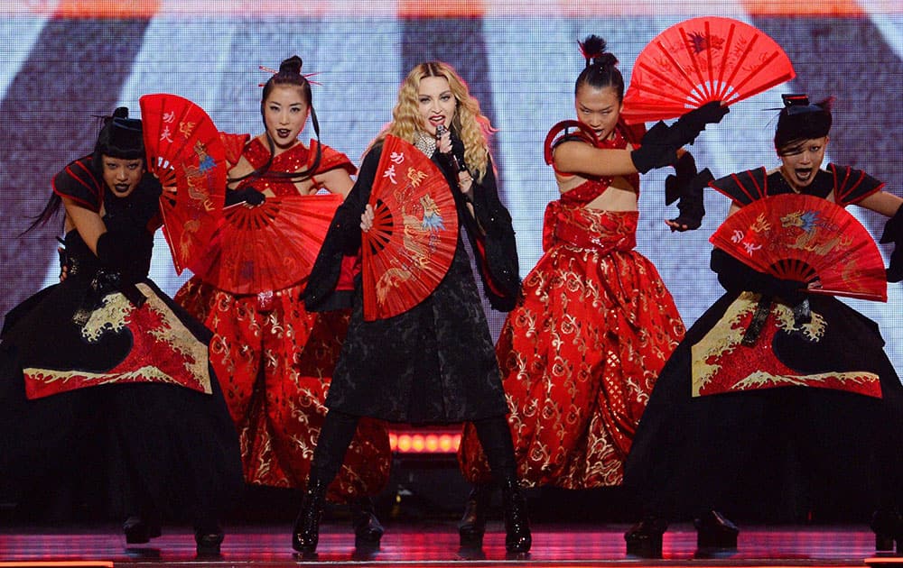 Pop superstar Madonna performs at the Xcel Energy Center in St. Paul, Minn.