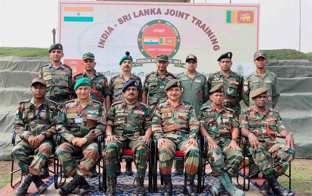 Indian-Sri Lankan Army during Joint training exercise Mitra Shakti-2015 at Aundh Military Camp in Pune.