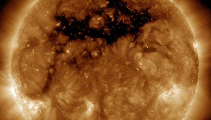 NASA&#039;s Solar Dynamics Observatory reveals large &#039;coronal hole&#039; on sun&#039;s surface