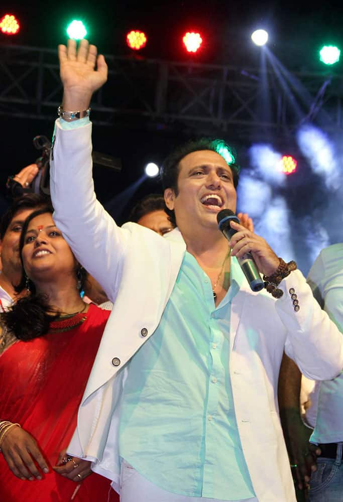 Bollywood actor Govinda perform during Dandiya night in Patna.