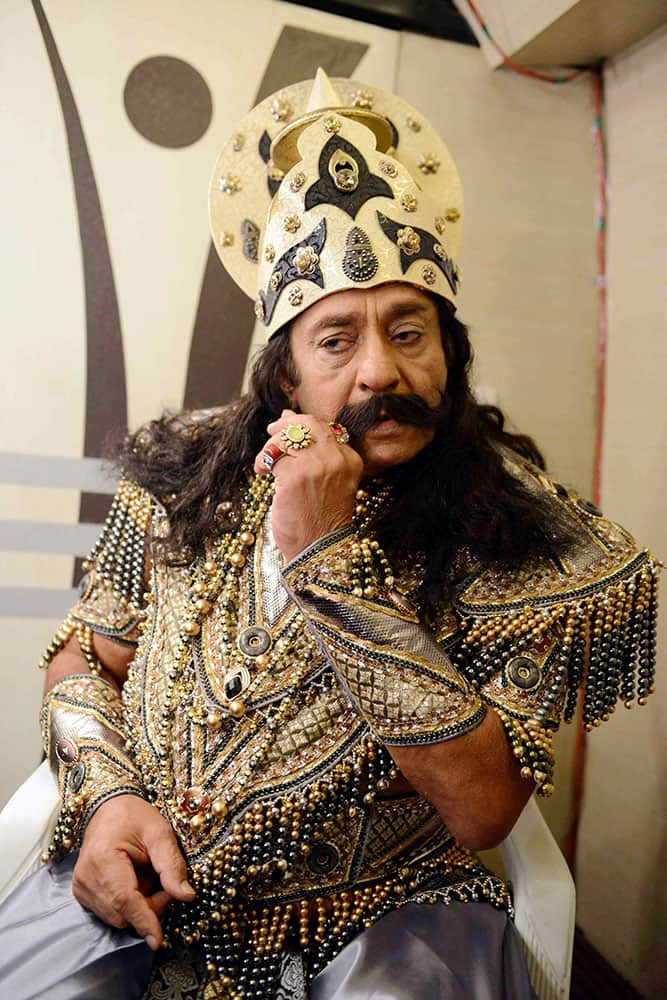 Bollywoods veteran villain Ranjeet takes part in a Ramlila in New Delhi.

