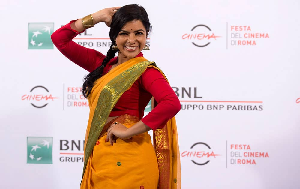 Actress Rajshri Deshpande poses for photographers during the photo call of the movie Angry Indian Goddesses at the Rome Film Festival in Rome.