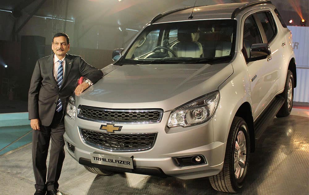 Arvind Saxena, President & Managing Director, General Motors India launches new Chevrolet Trailblazer in Gurgaon.