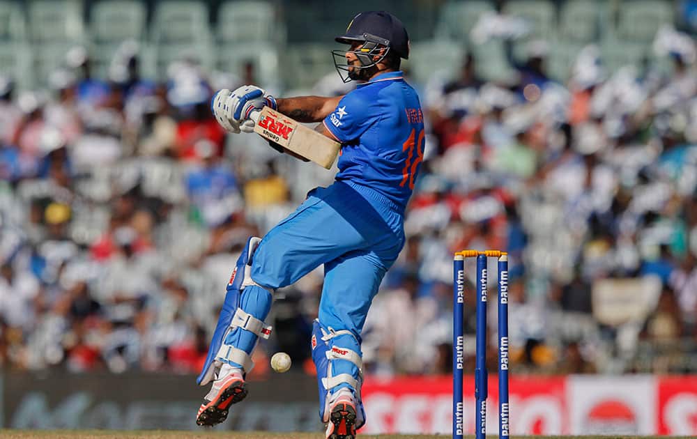 Virat Kohli, bats during their fourth one-day international cricket match against South Africa in Chennai.