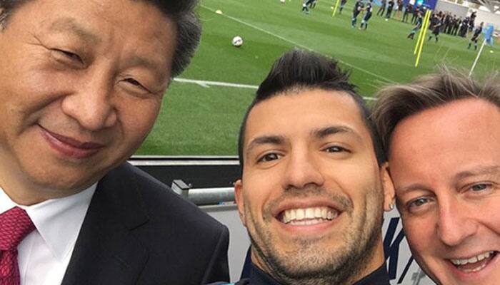 Surreal Selfie: When Sergio Aguero was flanked by Chinese President and British Prime Minister