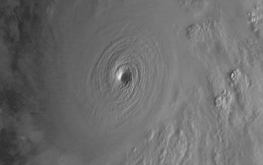 This satellite image released by the National Oceanic and Atmospheric Administration shows Hurricane Patricia. Hurricane Patricia headed toward southwestern Mexico Friday as a monster Category 5 storm, the strongest ever in the Western Hemisphere that forecasters said could make a potentially catastrophic landfall later in the day. 
