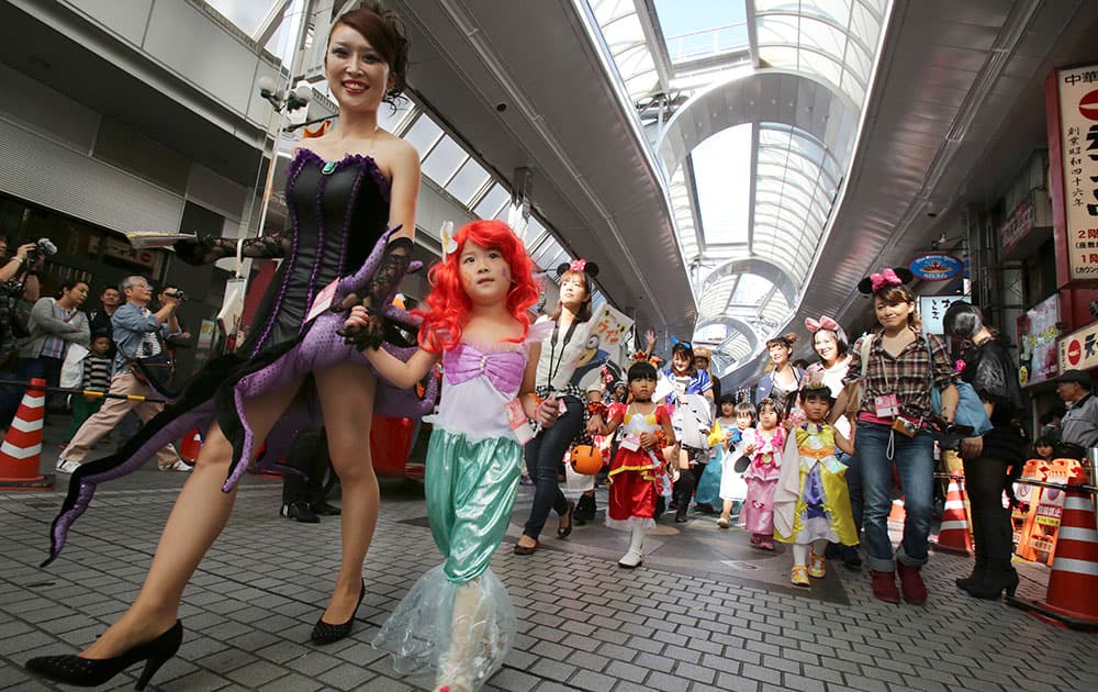 Participants dressed in Halloween costume parade in Kawasaki, near Tokyo.