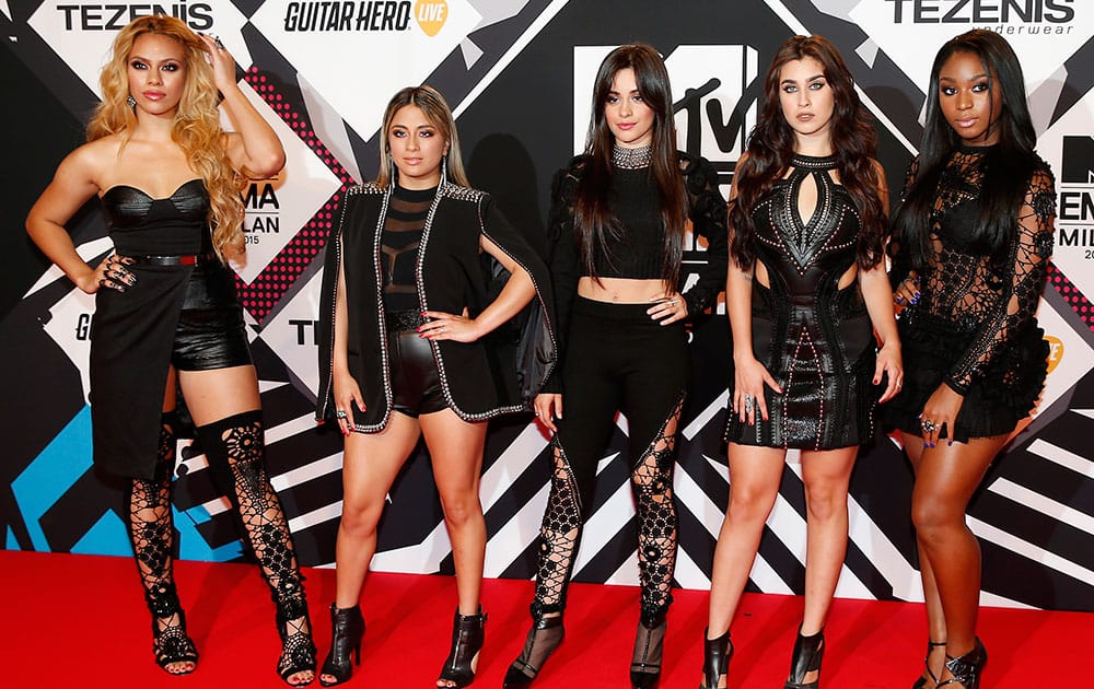 Fifth Harmony arrive for the 2015 MTV European Music Awards in Milan, Italy.