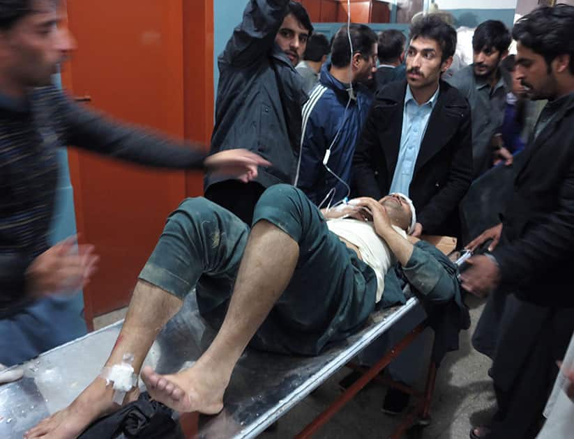 A patient is brought to a hospital after severe earthquake was felt in Mingora, the main town of Pakistan Swat valley.