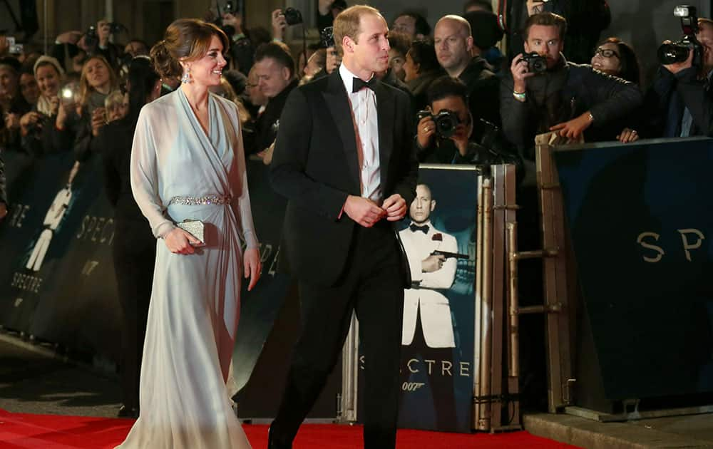 The Duchess of Cambridge and the Duke of Cambridge arrive for the World Premiere of 'Spectre' at the Royal Albert Hall in central London.