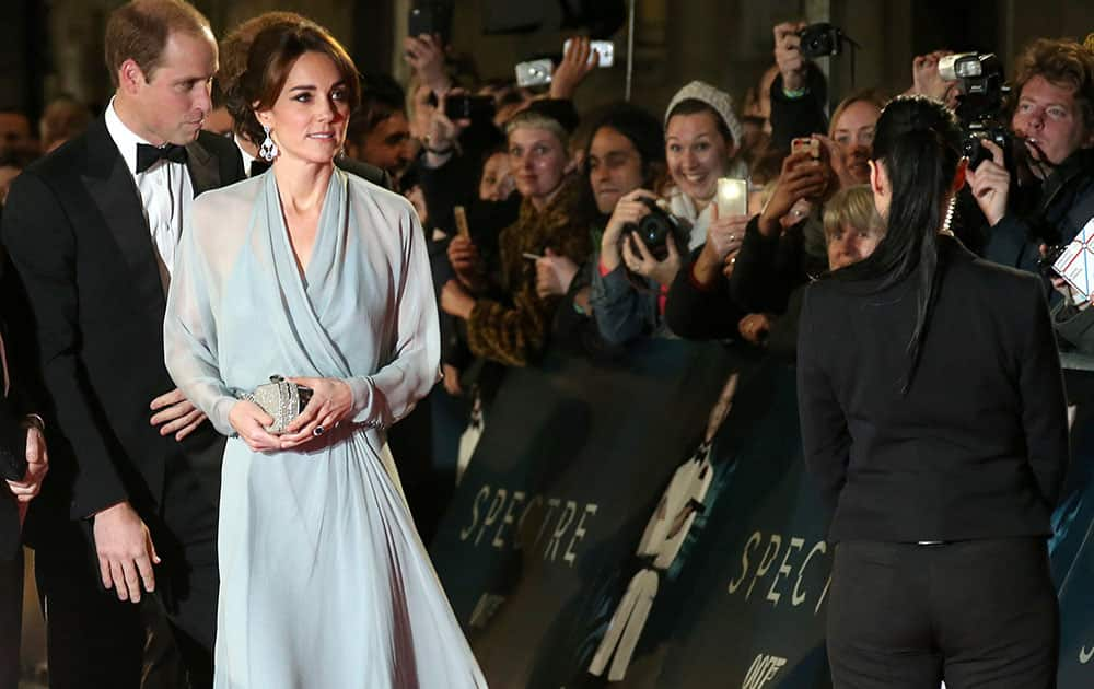 The Duchess of Cambridge arrives for the World Premiere of 'Spectre' at the Royal Albert Hall in central London.