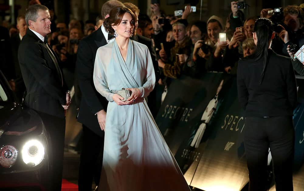 The Duke and Duchess of Cambridge arrive for the World Premiere of 'Spectre' at the Royal Albert Hall in central London.