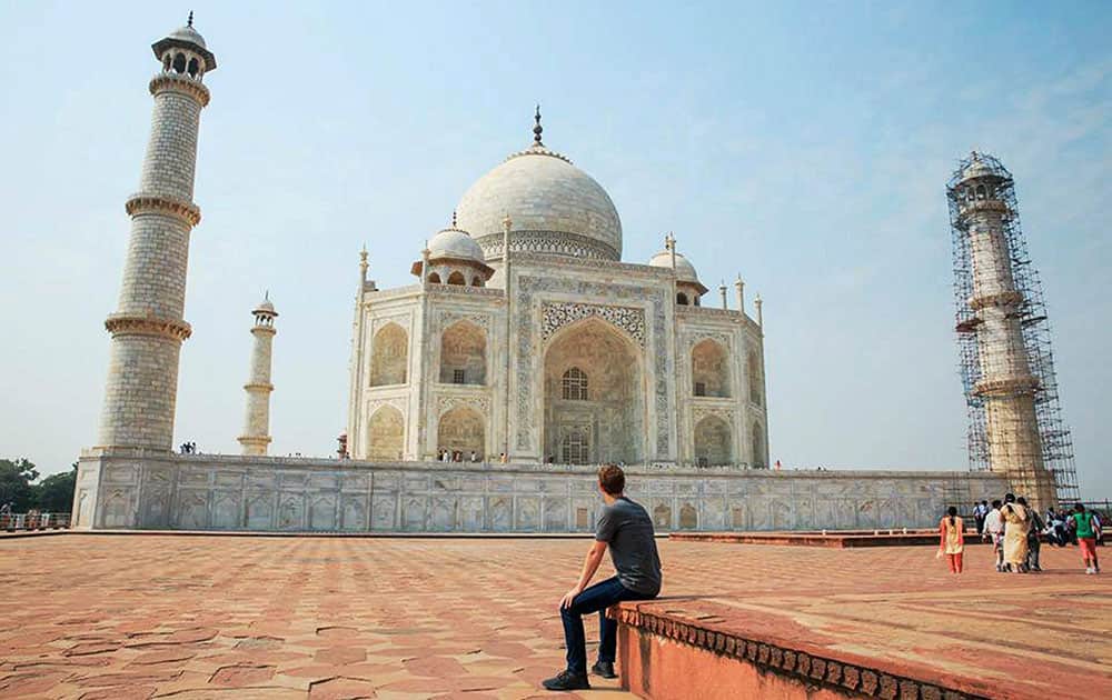 Founder & CEO, of Facebook, Mark Zuckerberg during his visit at Historical Taj Mahal in Agra.