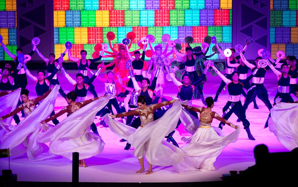 Dancers perform during the opening of the India Africa Forum Summit in New Delhi.