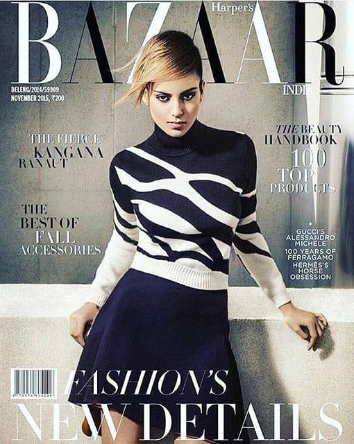 #kanganaranaut rocking a sultry neo-modern ultra cool look on the cover of Harper's Bazaar… -twitter