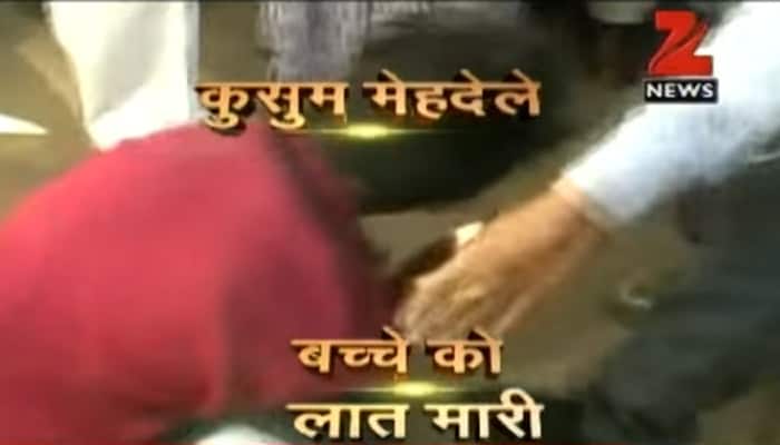 MP minister Kusum Mehdele caught on camera kicking teenager on head, video goes viral - Watch