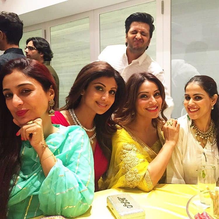 bipasha basu :- With the gorgeous ladies, Tabu @officialshilpashetty, @geneliad and the cutest @RiteishD :) -instagram