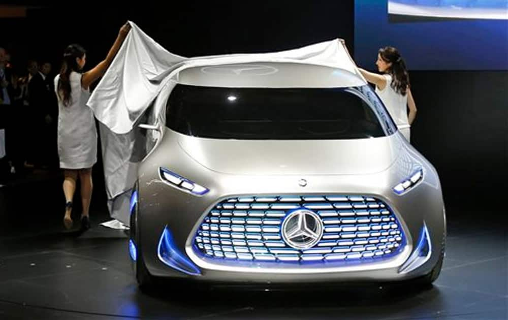 Mercedes-Benz's concept car Vision Tokyo is unveiled at the media preview of the Tokyo Motor Show in Tokyo Wednesday, Oct. 28, 2015. 